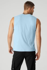 Alo Yoga The Triumph Muscle Muskelshirt Blau | TKHVZUF-93