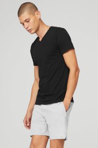 Alo Yoga The Triumph V-Neck Tee Short Sleeve Schwarz | FXKCRME-60