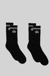 Alo Yoga Throwback (2 Pack) Socken Schwarz Weiß | NGYQXPO-64