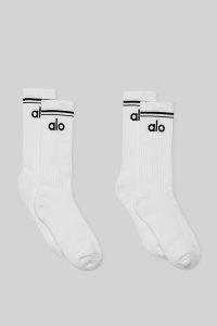 Alo Yoga Throwback (2 Pack) Socken Weiß Schwarz | MDLSXHN-86