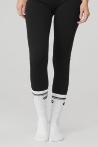Alo Yoga Throwback Barre Socken Weiß Schwarz | JEYOKWS-23
