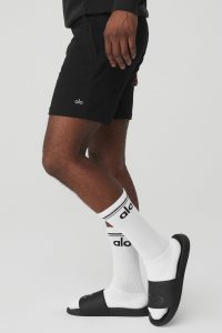 Alo Yoga Throwback Socken Weiß Schwarz | NEWLSVQ-68