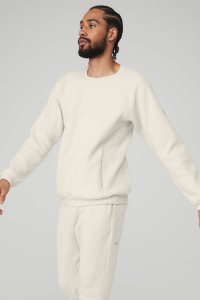 Alo Yoga Triumph Crew Neck Sweatshirt Hoodie Beige | GRIHKFS-07