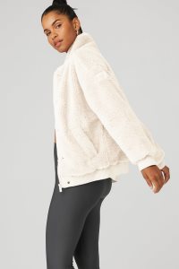 Alo Yoga Varsity Freizeitjacken Weiß | BDIXZKN-71