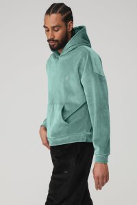 Alo Yoga Velour Baller Hoodie Blau | WQKGDLN-04