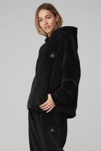 Alo Yoga Velour Baller Hoodie Schwarz | JQKWZNY-35