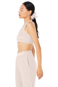 Alo Yoga Velour Glimmer Scoop Neck BHs Rosa | XCTURLJ-32