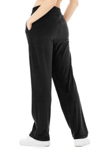 Alo Yoga Velour High-Taille Glimmer Weite Leg Pant Sporthosen Schwarz | IVRMKFX-79