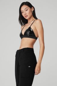 Alo Yoga Vinyl Sleek BHs Schwarz | GSFRPUQ-61