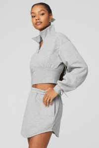 Alo Yoga Vixen 1/4 Zip Pullover Grau | LDRIAQZ-70