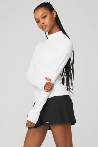 Alo Yoga Wellness Rib Mock Neck Long Sleeve Weiß | MHDYXZI-96